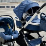 Travel System Safety First Blue stroller and car seat combo featuring safety features and sleek design