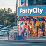 Party City store filled with colorful decorations and balloons