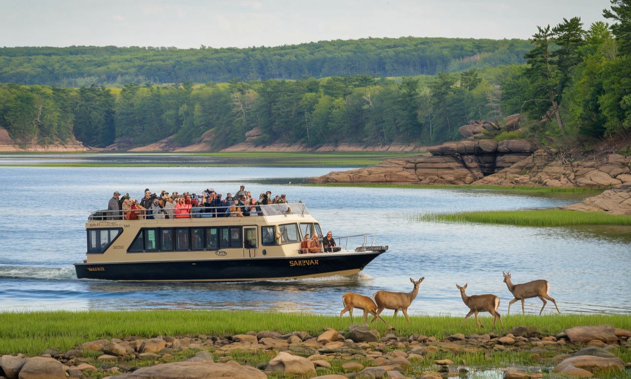 Visitors enjoying animal interactions at Safari Lake Geneva